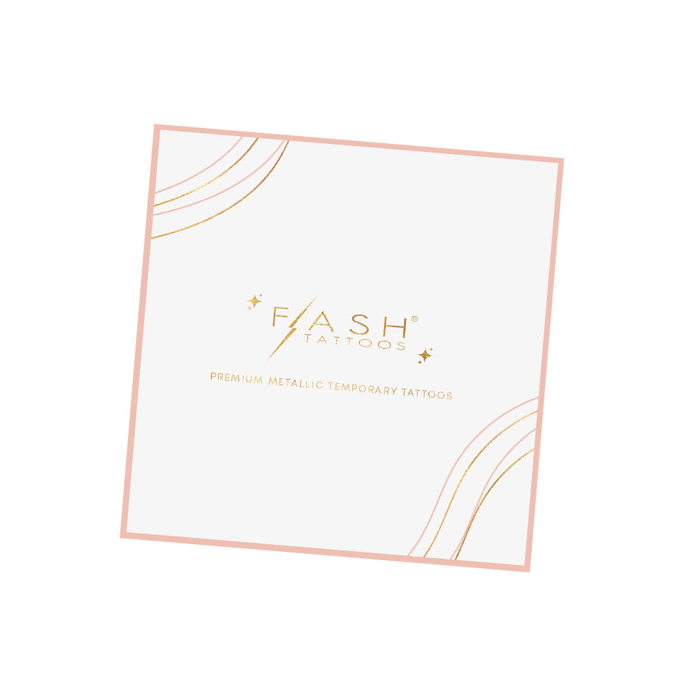 Flash Tattoos Starry Arc temporary tattoo set includes a complimentary Flash off tattoo remover wipe