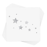 Tattoo card with an array of metallic silver stars in different sizes