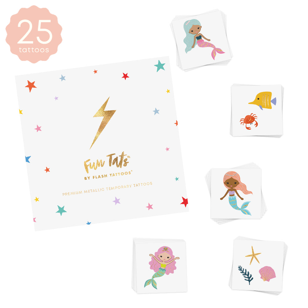 Shine bright in Fun Tats Mermaid Lagoon tattoo set featuring under the sea inspired kids tats! @Fun_Tats #FUNTATS