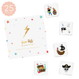 Fun Tats by Flash Tattoos Pirate set includes 25 tattoos in 5 assorted designs.
