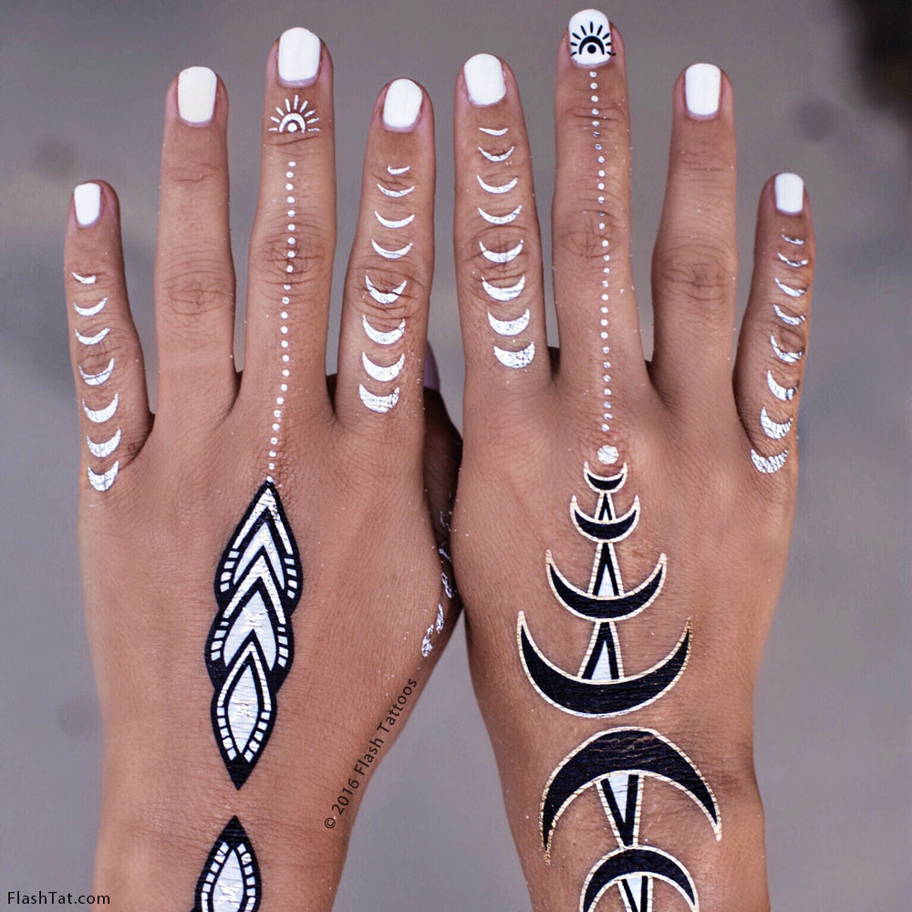 Spice up manicures by mixing and matching designs for white-hot hand & finger bling with the 4 sheet Lunar Love pack