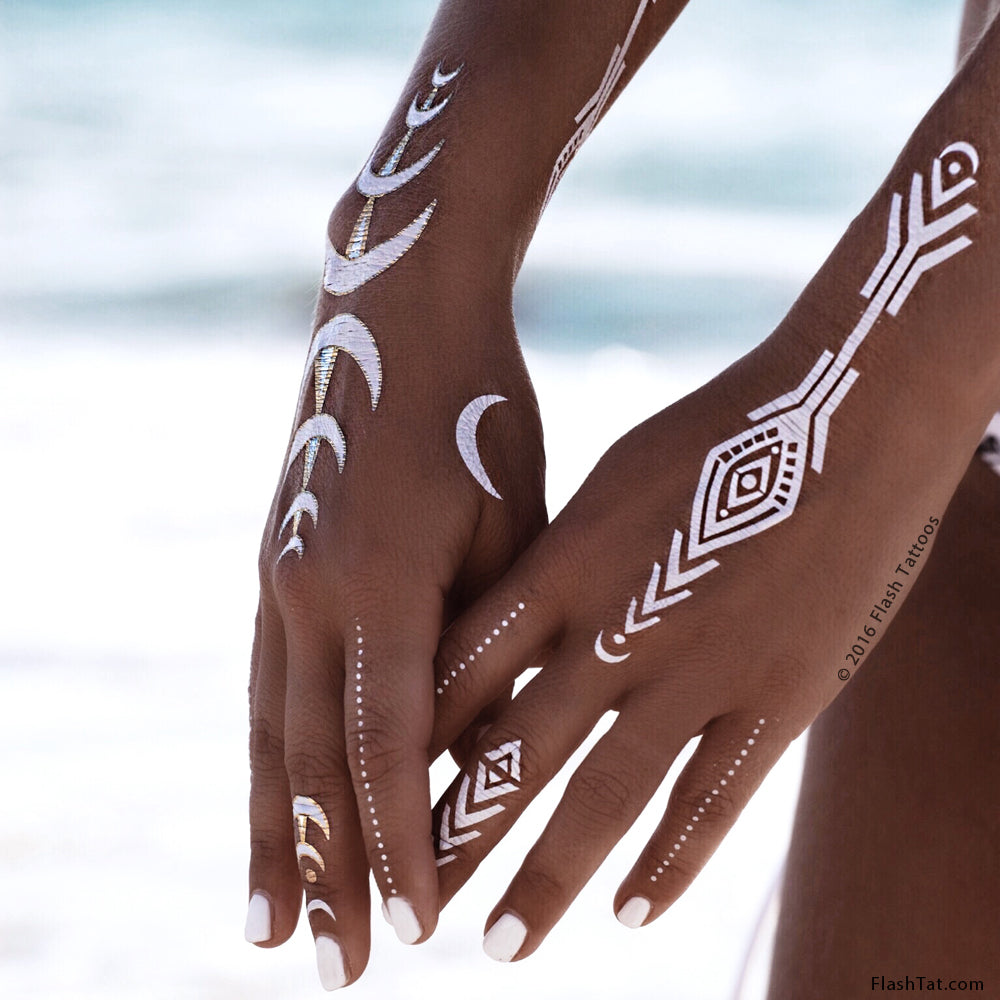 The 4 sheet pack features over 32 celestial inspired designs perfect for layering with bracelets and rings on hands and wrists for the ultimate sparkle!