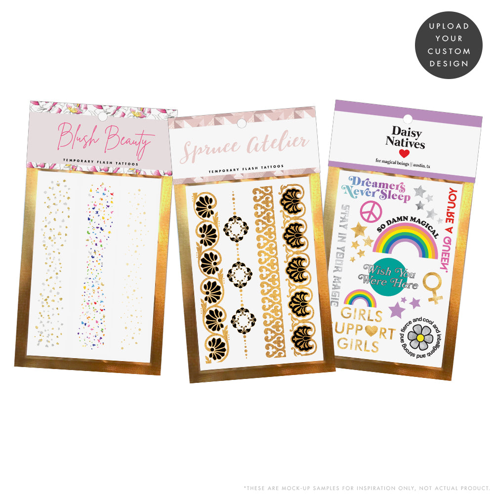 Our pack includes single sheet of personalized designs and semi-custom topper. Prefect for any retailer looking for unique marketing opportunities! #Flashtat @FlashTattoos