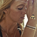 Dakota metallic geometric triangle and chain temporary jewely tattoos