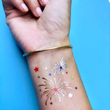 Shine bright in the festive and fun All American Fireworks temporary tattoo. @FlashTattoos #FLASHTAT