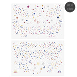  Confetti Pack - 2 sheet collection of metallic temporary tattoos featuring freckles and party-inspired face designs.