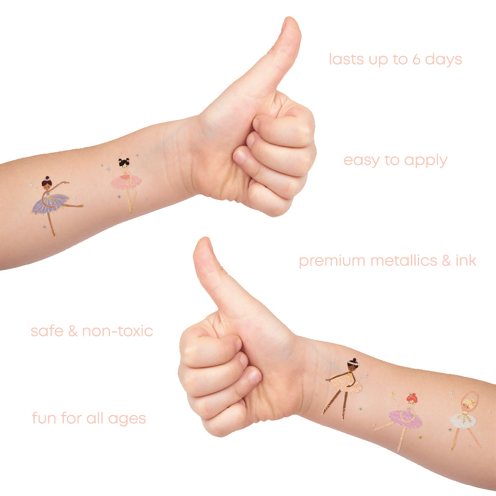 Kids Fun Tats temporary tattoos last up to 6 days, are easy to apply and made with safe non-toxic premium ink. Fun for all ages!