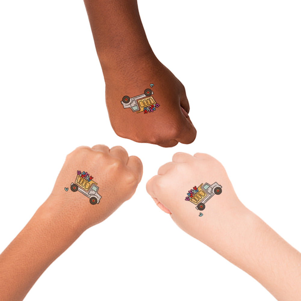 Flash Tattoos Loads of love Valentine's Day inspired kids metallic truck temporary tattoo