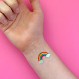 Mini Rainbow metallic tattoo party tat set featuring 10 pre-cut metallic kids tattoos.