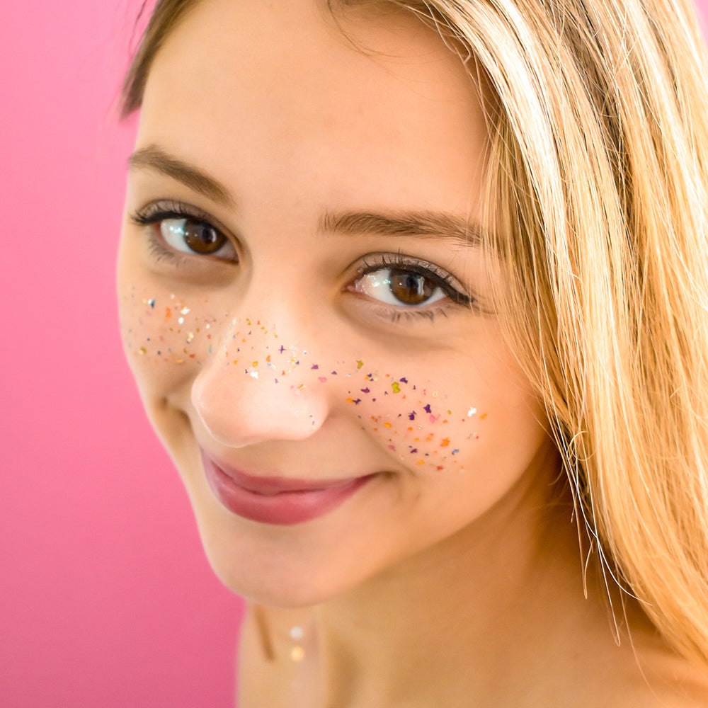 Rainbow confetti metallic temporary face tattoos by @FlashTattoos #FLASHTAT