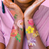 Put the petal to the metal with Emma – two mini sheet featuring romantic boho watercolor flower tattoos.