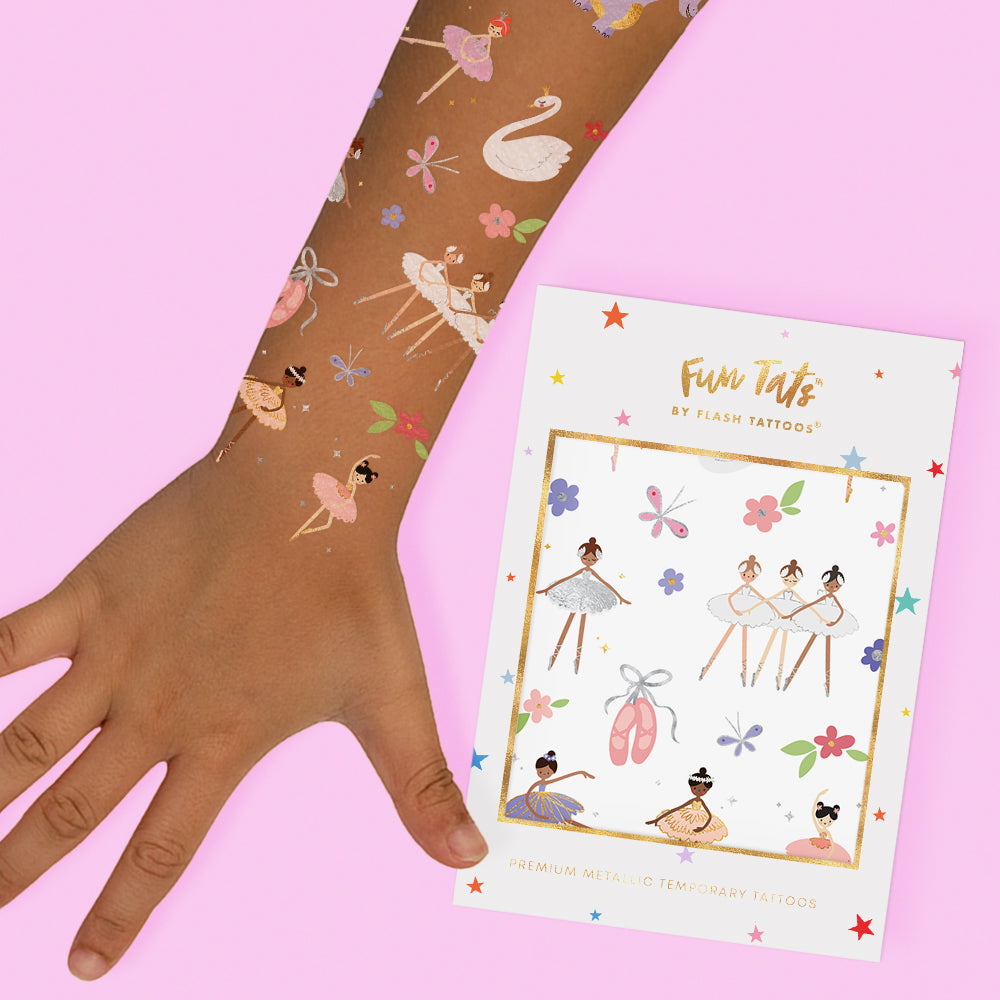Fun Tats by Flash Tattoos Ballerina two sheet pack is the perfect ballet inspired gift. @FlashTattoos