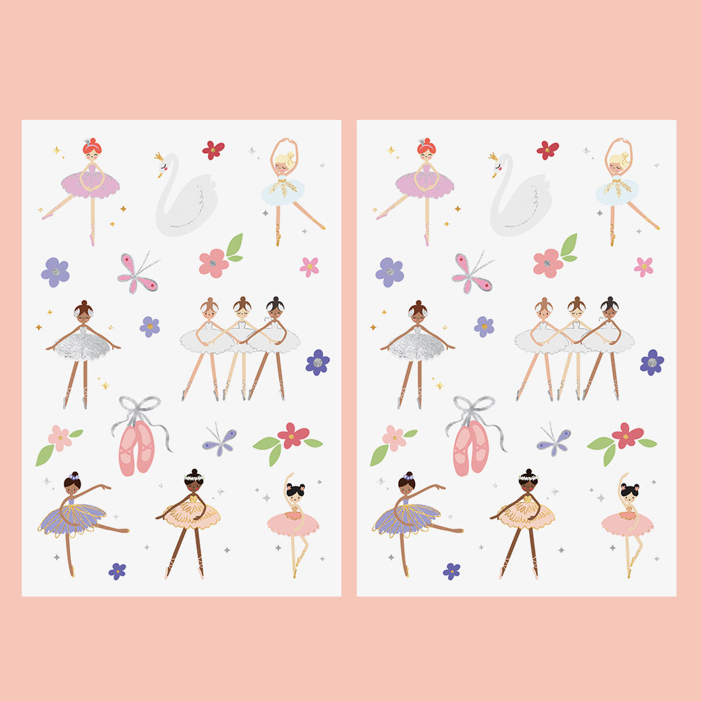 Fun Tats kids Ballerina two sheet pack includes over 40 metallic temporary tattoos @FlashTattoos