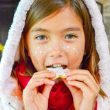 Sparkle in the Snowflake Freckles kids metallic silver and white face temporary tattoo.