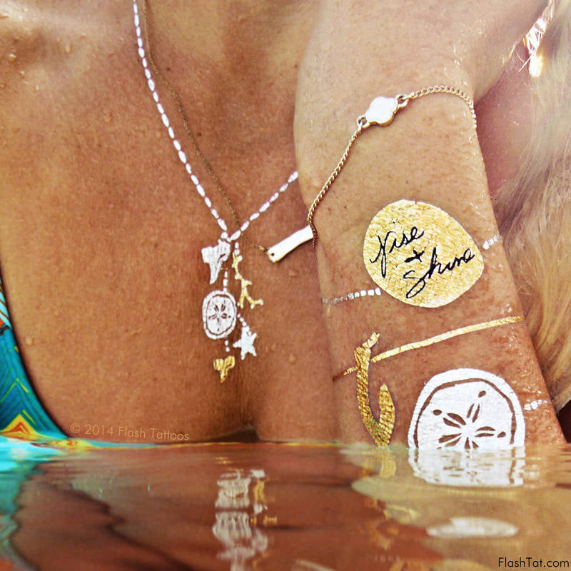 Flash Tattoos x Goldfish Kiss H2O collection - over 40 waterproof tattoos to add bling to all your island adventures from dawn to dusk!