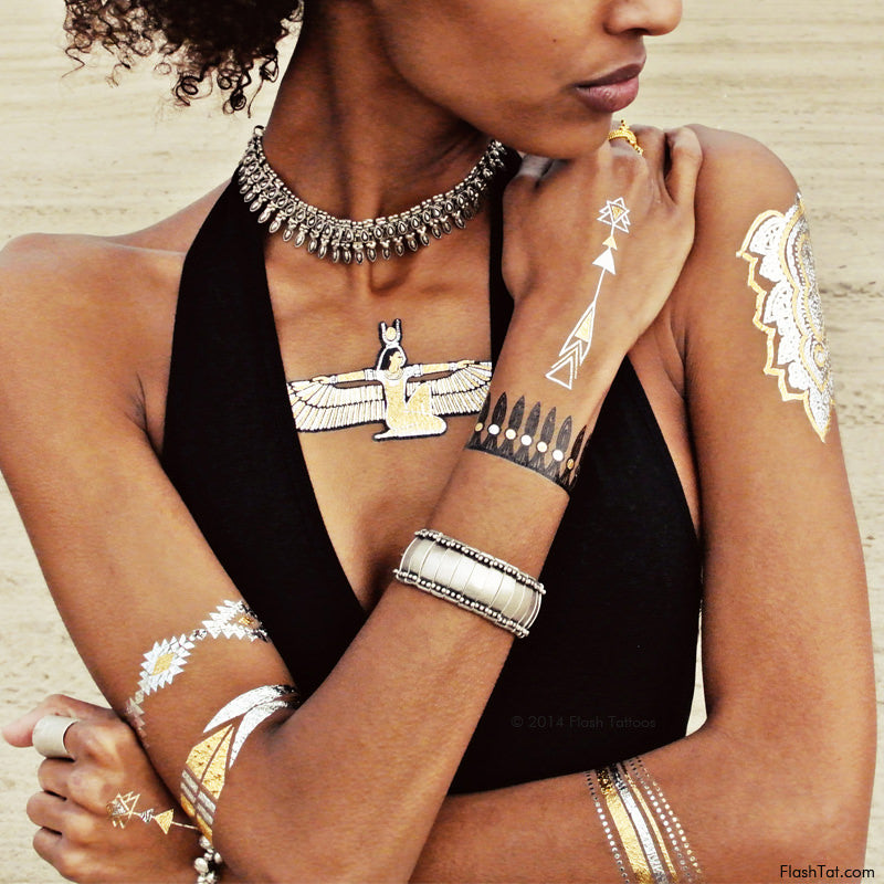 Bohemian gypsy style metallic temporary Flash Tattoo pack