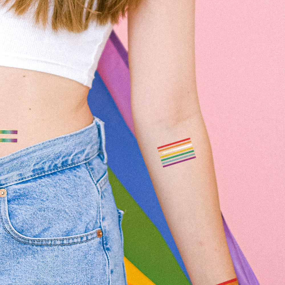 RAINBOW STRIPES' metallic temporary Flash Tattoos.  @FlashTattoos #FLASHTAT