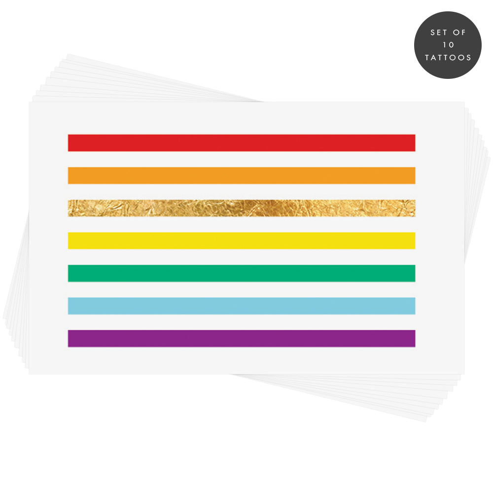 RAINBOW STRIPES' set of ten pride inspired rainbow temporary tattoos.  @FlashTattoos #FLASHTAT
