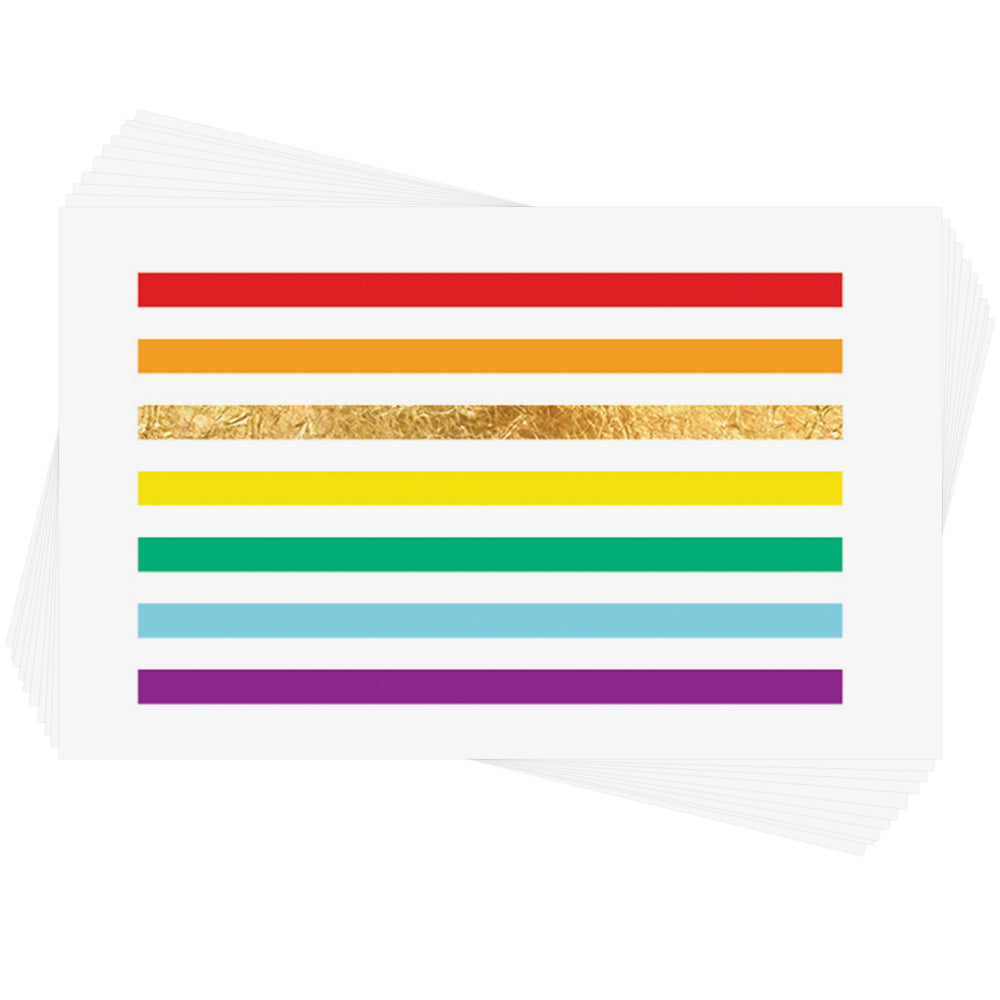RAINBOW STRIPES' metallic temporary tattoo set includes 10 colorful rainbow tattoos! @FlashTattoos #FLASHTAT