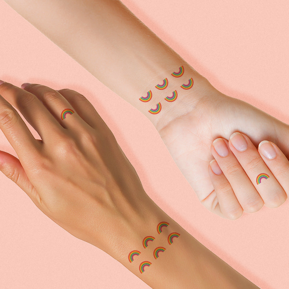 TINY RAINBOWS' metallic tattoo set includes 10 pride inspired tattoos! @FlashTattoos #FLASHTAT