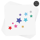 Set of 10 'RAINBOW DELIGHT STARS' metallic rainbow face temporary tattoos.