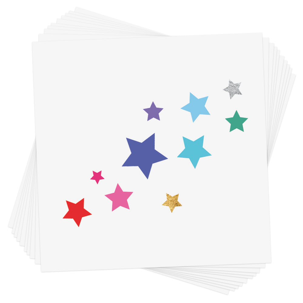 Adorn your eyes in the Rainbow Delight Stars temporary tattoos. @FlashTattoos #FLASHTAT