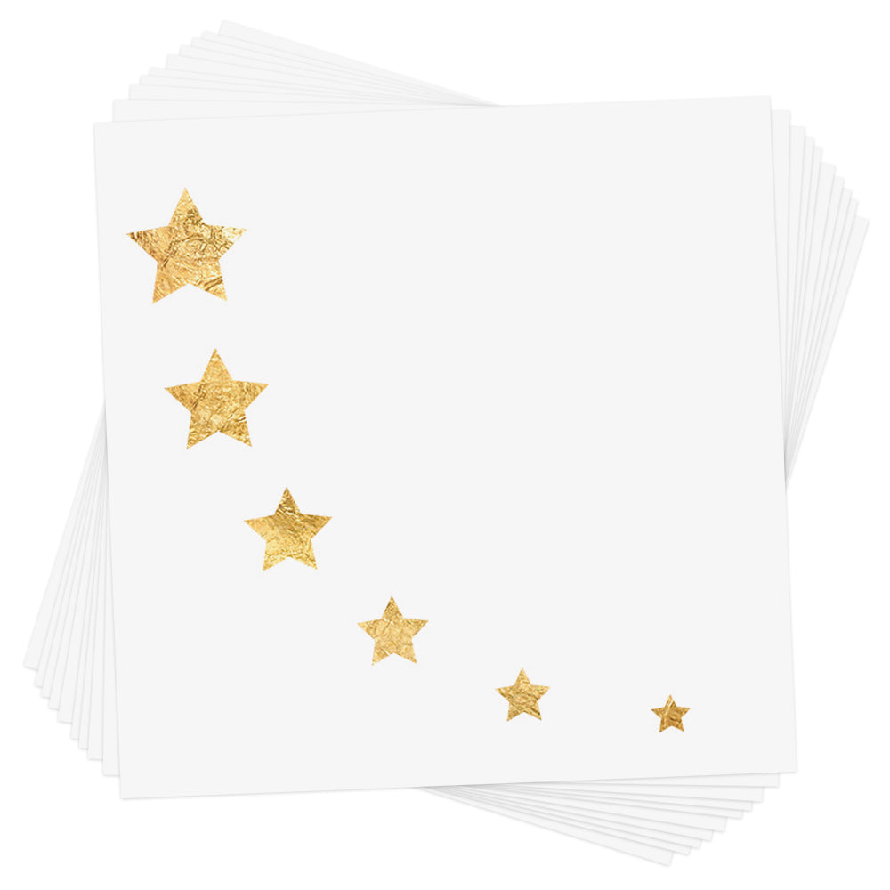 Gold Metallic stars in an arc from larger to smaller