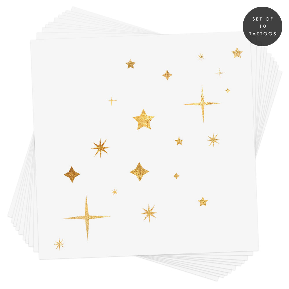 Set of 10 metallic gold star festival temporary tattoos. @FlashTattoos #FLASHTAT