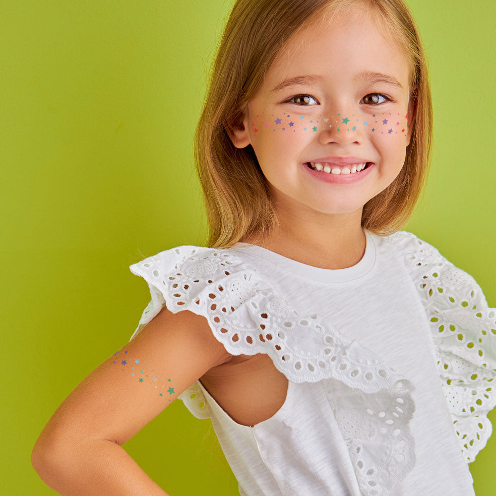 Kids colorful rainbow temporary star freckle tattoos