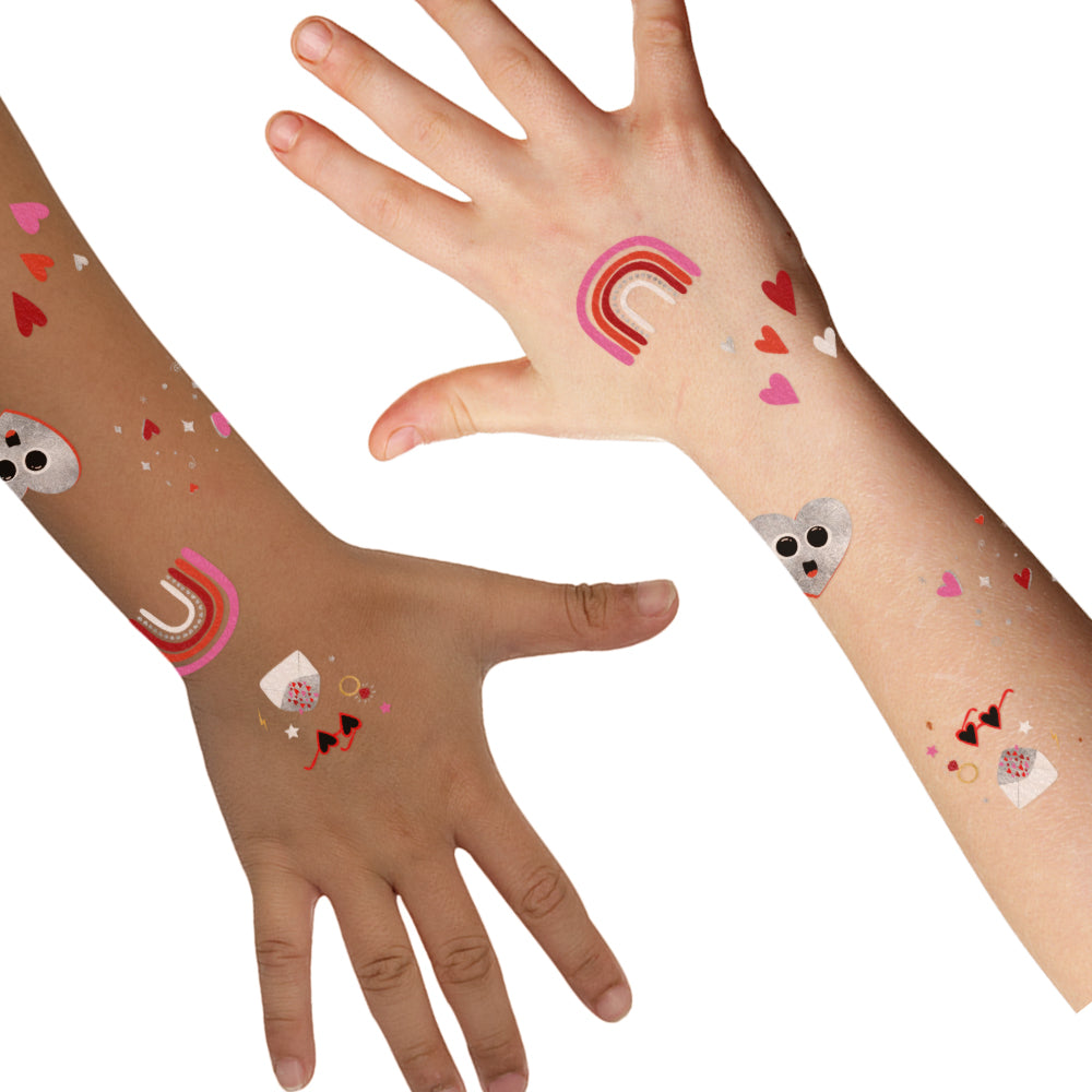 Shine bright in the Adore You kids  Valentine's Day inspired temporary tattoo set