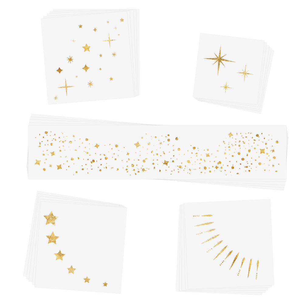 Adorn your cheeks in metallic sparkle with the Twinkling Lights Variety set featuring 25 assorted temporary face tattoos! @FlashTattoos