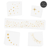 Twinkling Lights variety set of 25 assorted metallic gold face temporary tattoos. @FlashTattoos