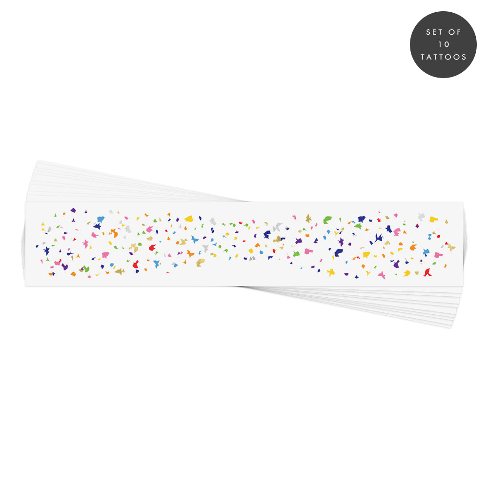 Set of ten rainbow confetti freckles face tattoos. @FlashTattoos #FLASHTAT