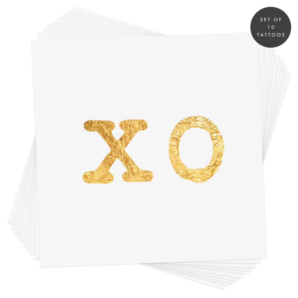 10 metallic xo love inspired metallic temporary tattoos