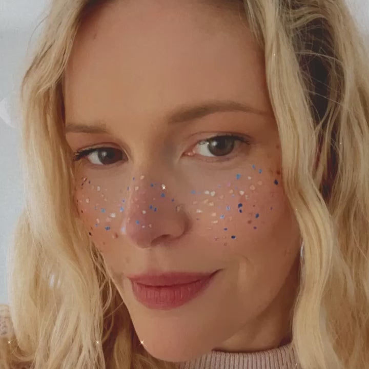 Sparkle and shine in the metallic confetti freckles temporary tattoo back
