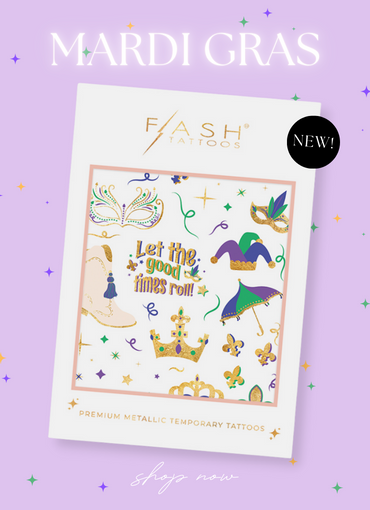 Shop Mardi Gras metallic temporary Flash Tattoos