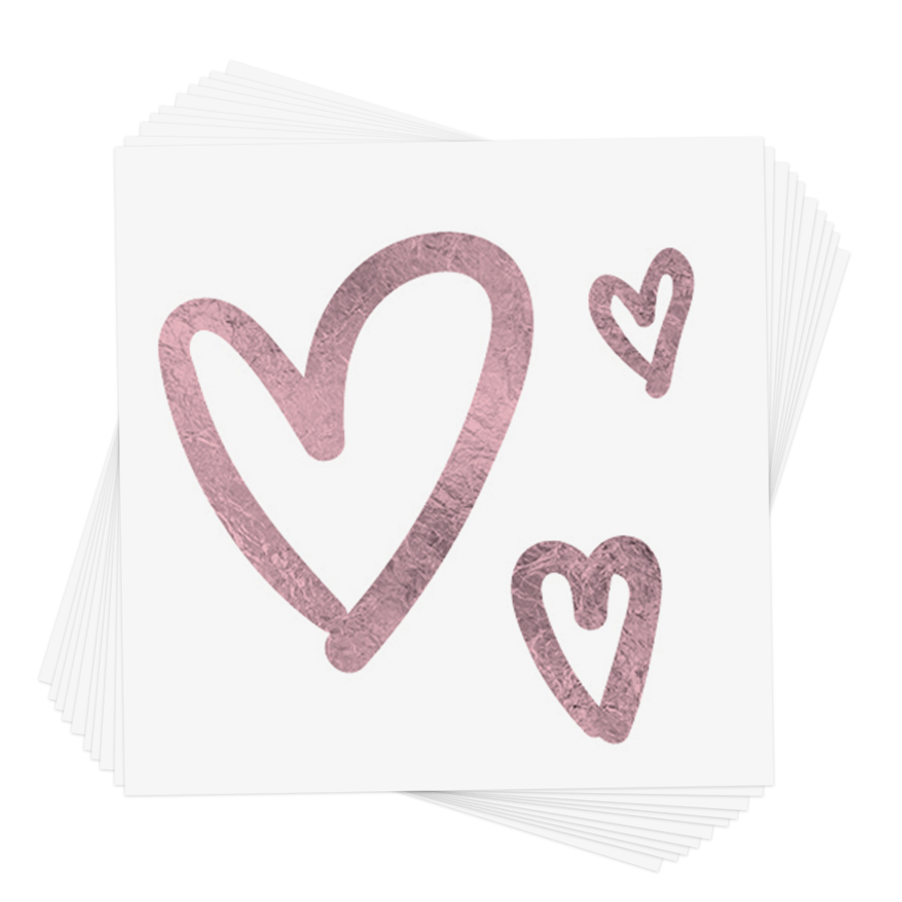 CLASSIC HEARTS PINK | METALLIC PINK TEMPORARY FLASH TATTOOS® – Flash ...