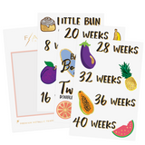 Add sparkle to your growing baby bump with fruit inspired pregnancy milestone temporary tattoos. The Mama Milestones Fruit pack features over 14 colorful tats.