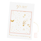 Shine bright in the face sparkle inspired Pixie Dust pack full of festive and fun gold tattoo designs. #FLASHTAT @FlashTattoos