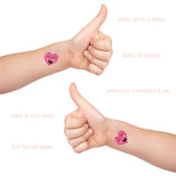 Flash Tattoos kids Happy Heart temporary tattoos last up to six days, are safe and non toxic