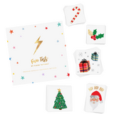 Merry and Bright Variety Set' featuring 25 Christmas inspired temporary tattoos by @FlashTattoos - Christmas tree, presents, Santa, candy cane, holly
