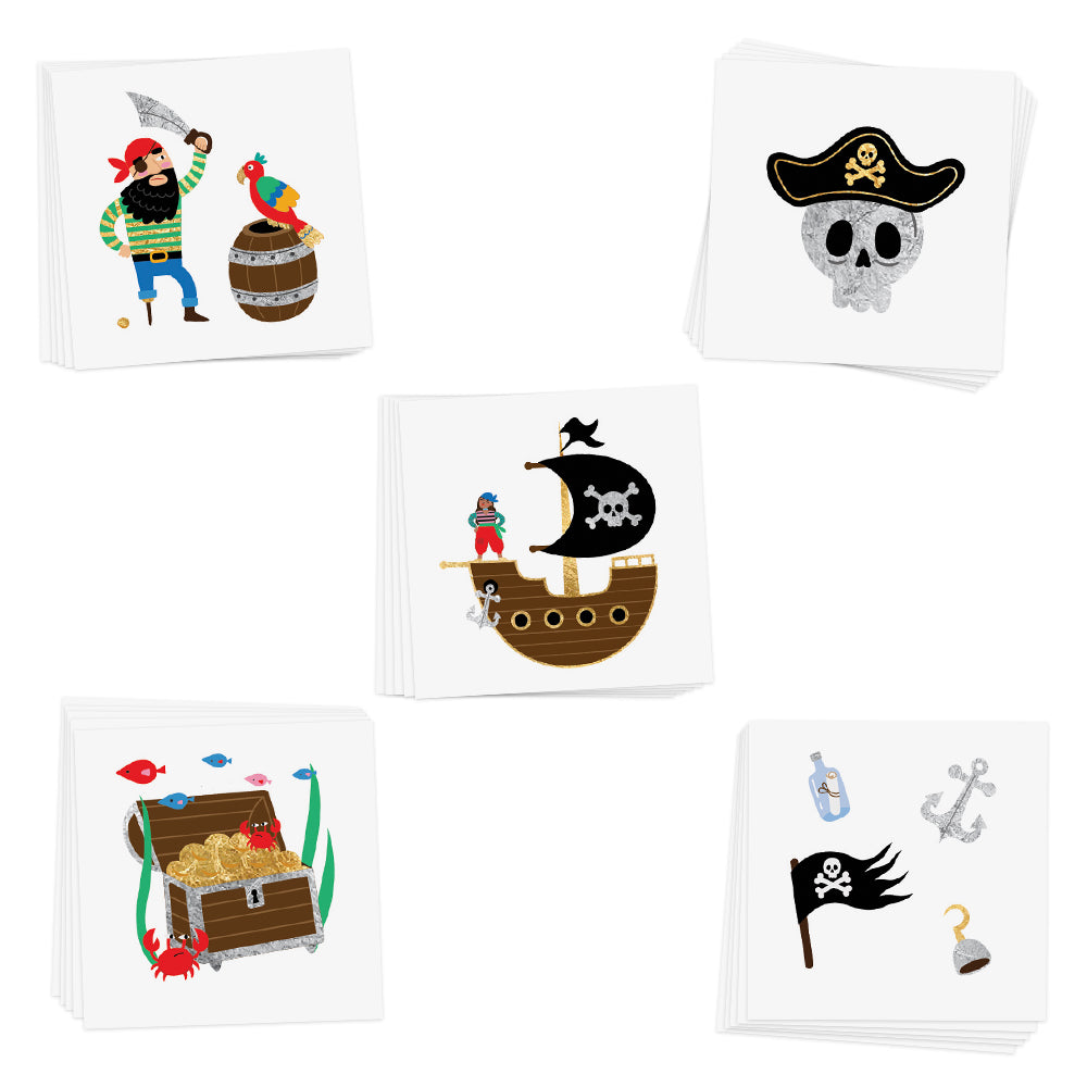 Ahoy mate, sparkle in Flash Tattoos kids pirate temporary tattoos.