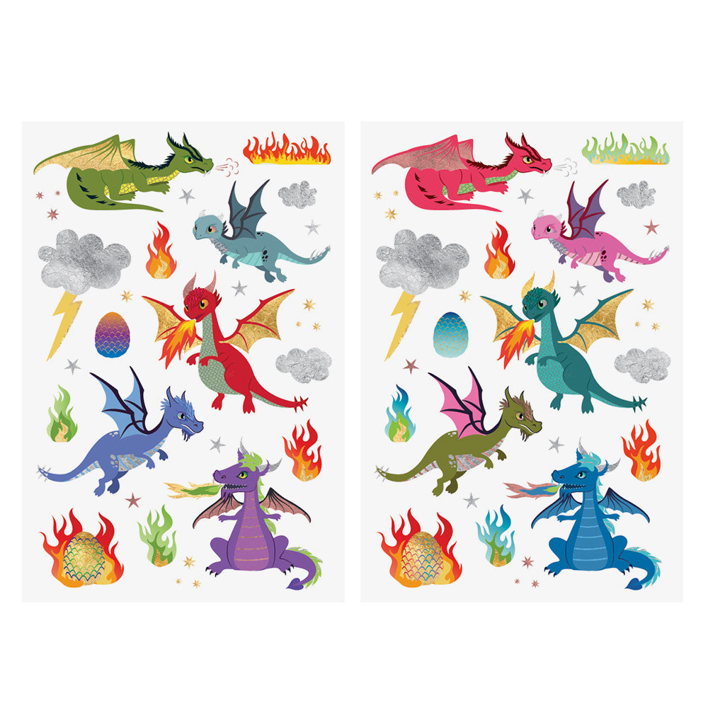 DRAGONS PACK | KIDS FUN TATS | METALLIC TEMPORARY FLASH TATTOOS ...