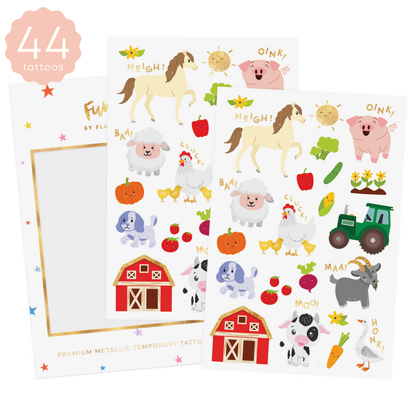 FARM FUN PACK | KIDS FUN TATS | METALLIC TEMPORARY FLASH TATTOOS ...