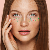 Sparkle in the Irish inspired Shamrock Freckle metallic face temporary tattoo. 