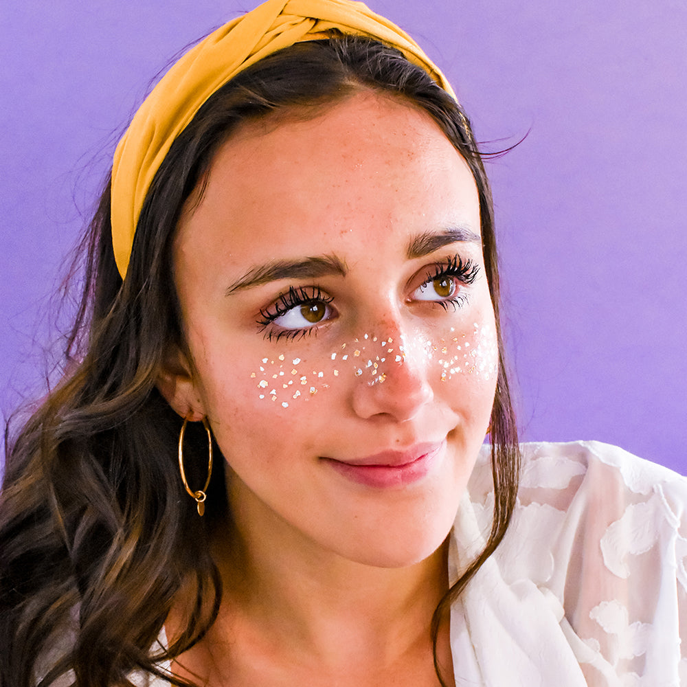 Delicate and chic face Flash - 'Sunkissed Gold Freckles' metallic temporary tattoos