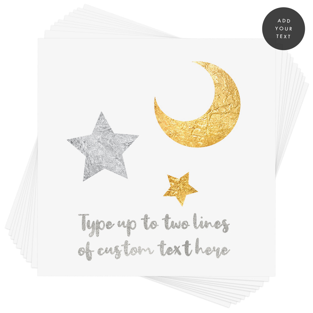 Personalize the Boho Moon temporary tattoo. The perfect addition for parties, events, bachelorette celebrations and more!