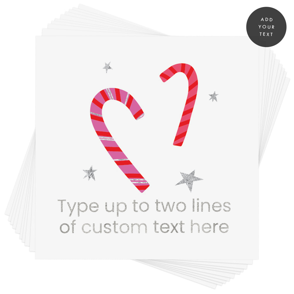 Design your own custom Candy Cane metallic holiday inspired temporary tattoo. Add up to two lines of custom text and font style of your choice! @FlashTattoos