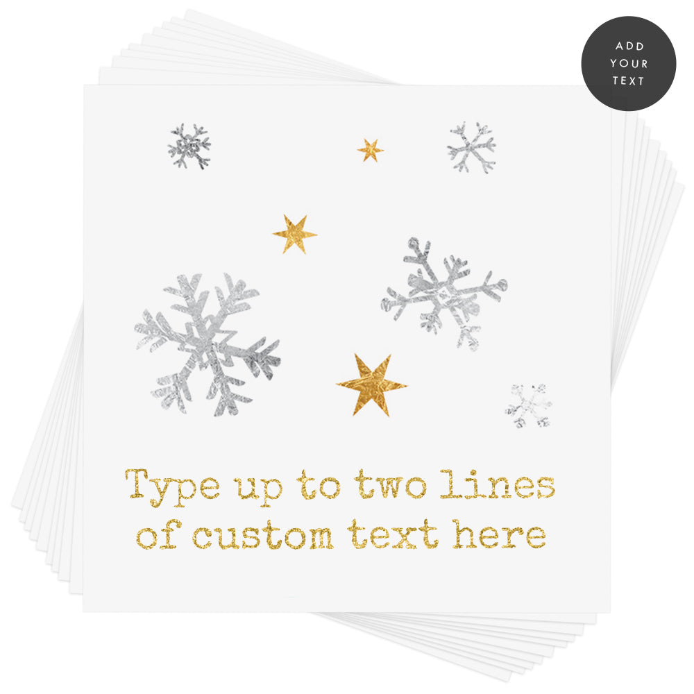 Design your own custom Snow Flurries metallic holiday inspired temporary tattoo. Add up to two lines of custom text and font style of your choice! @FlashTattoos