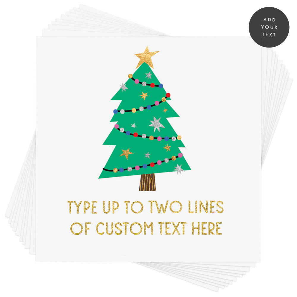 Design your own custom Christmas Tree metallic holiday inspired temporary tattoo. Add up to two lines of custom text and font style of your choice! @FlashTattoos